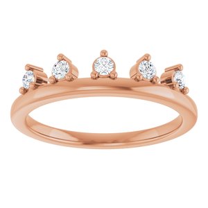 14K Rose Gold 2 mm Round Accented Crown Ring Mounting – image 5