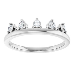10K White Gold 2 mm Round Accented Crown Ring Mounting – image 5