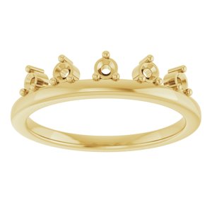 14K Yellow Gold 2 mm Round Accented Crown Ring Mounting – image 6