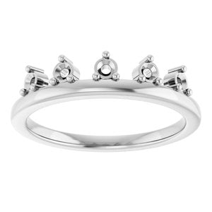 10K White Gold 2 mm Round Accented Crown Ring Mounting – image 6