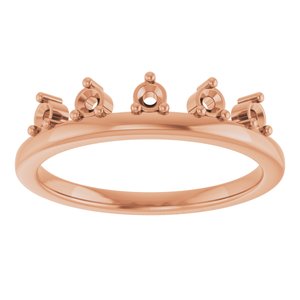 14K Rose Gold 2 mm Round Accented Crown Ring Mounting – image 6