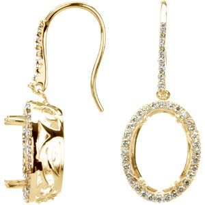 14K Yellow Gold  14x10 mm Oval 7/8 CTW Natural Diamond Semi-Set Earrings