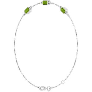 Platinum Natural Peridot Bezel-Set 3-Stone 7 1/2" Bracelet – image 2