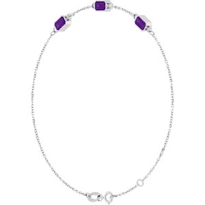 Platinum Natural Amethyst Bezel-Set 3-Stone 7 1/2" Bracelet – image 2