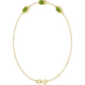 14K Yellow Gold Natural Peridot Bezel-Set 3-Stone 7 1/2" Bracelet – image 2