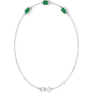 Sterling Silver Lab-Grown Emerald Bezel-Set 3-Stone 7 1/2" Bracelet – image 2