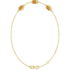 14K Yellow Gold Natural Citrine Bezel-Set 3-Stone 7 1/2" Bracelet – image 2