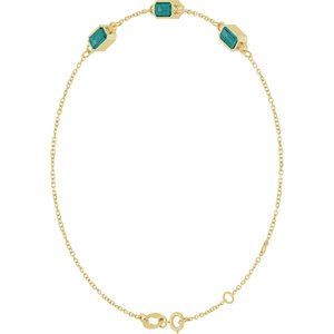 14K Yellow Gold Lab-Grown Alexandrite Bezel-Set 3-Stone 7 1/2" Bracelet – image 2