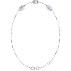 Sterling Silver 1 CTW Natural Diamond Bezel-Set 3-Stone 7 1/2" Bracelet – image 2