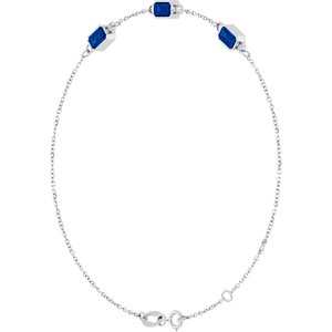 14K White Gold Natural Blue Sapphire Bezel-Set 3-Stone 7 1/2" Bracelet – image 2