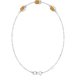 Platinum Natural Citrine Bezel-Set 3-Stone 7 1/2" Bracelet – image 2