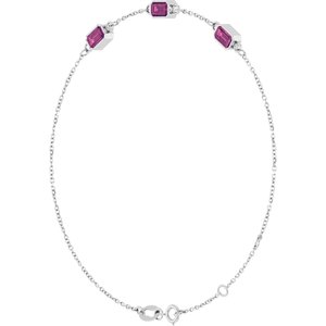 14K White Gold Natural Pink Tourmaline Bezel-Set 3-Stone 7 1/2" Bracelet – image 2