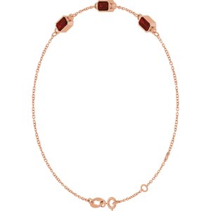 14K Rose Gold Natural Mozambique Garnet Bezel-Set 3-Stone 7 1/2" Bracelet – image 2