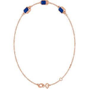 14K Rose Gold Lab-Grown Blue Sapphire Bezel-Set 3-Stone 7 1/2" Bracelet – image 2