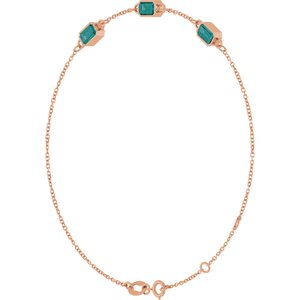 14K Rose Gold Lab-Grown Alexandrite Bezel-Set 3-Stone 7 1/2" Bracelet – image 2