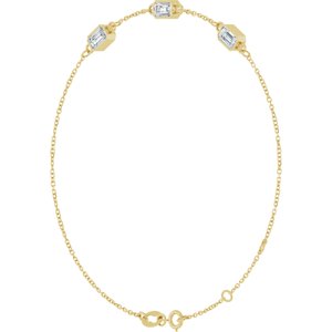 14K Yellow Gold 1 CTW Lab-Grown Diamond Bezel-Set 3-Stone 7 1/2" Bracelet – image 2
