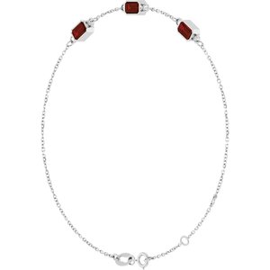 Platinum Natural Mozambique Garnet Bezel-Set 3-Stone 7 1/2" Bracelet – image 2