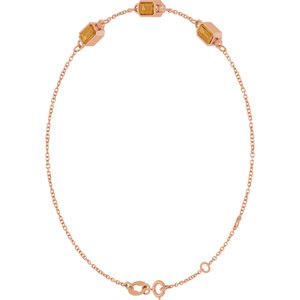 14K Rose Gold Natural Citrine Bezel-Set 3-Stone 7 1/2" Bracelet – image 2