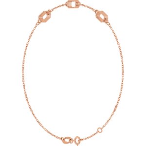 14K Rose Gold 5x3 mm Emerald 3-Stone Bezel-Set 7 1/2" Bracelet Mounting – image 4