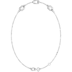Sterling Silver 5x3 mm Emerald 3-Stone Bezel-Set 7 1/2" Bracelet Mounting – image 4