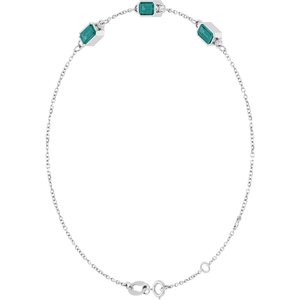 14K White Gold Lab-Grown Alexandrite Bezel-Set 3-Stone 7 1/2" Bracelet – image 2
