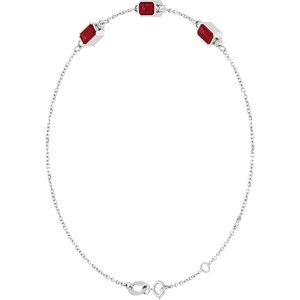 Sterling Silver Lab-Grown Ruby Bezel-Set 3-Stone 7 1/2" Bracelet – image 2