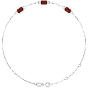 Platinum Natural Mozambique Garnet Bezel-Set 3-Stone 7 1/2" Bracelet
