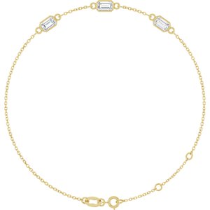 14K Yellow Gold 1 CTW Lab-Grown Diamond Bezel-Set 3-Stone 7 1/2" Bracelet