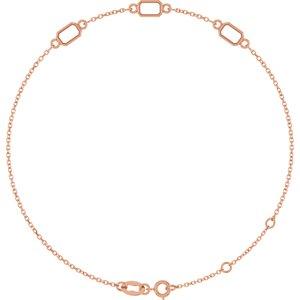 14K Rose Gold 5x3 mm Emerald 3-Stone Bezel-Set 7 1/2" Bracelet Mounting – image 2