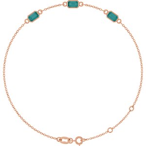 14K Rose Gold Lab-Grown Alexandrite Bezel-Set 3-Stone 7 1/2" Bracelet