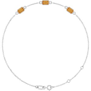 Sterling Silver Natural Citrine Bezel-Set 3-Stone 7 1/2" Bracelet