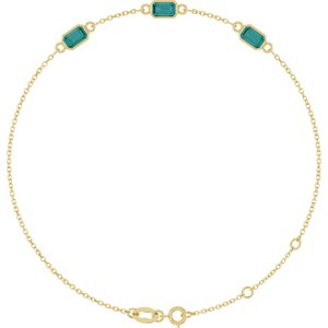 14K Yellow Gold Lab-Grown Alexandrite Bezel-Set 3-Stone 7 1/2" Bracelet