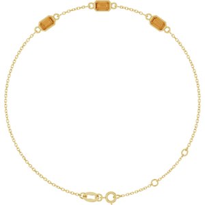 14K Yellow Gold Natural Citrine Bezel-Set 3-Stone 7 1/2" Bracelet