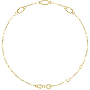14K Yellow Gold 5x3 mm Emerald 3-Stone Bezel-Set 7 1/2" Bracelet Mounting – image 2