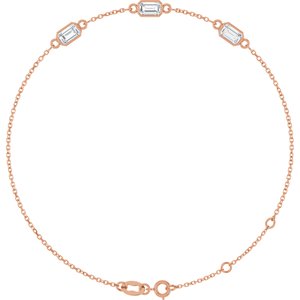 14K Rose Gold 1 CTW Natural Diamond Bezel-Set 3-Stone 7 1/2" Bracelet
