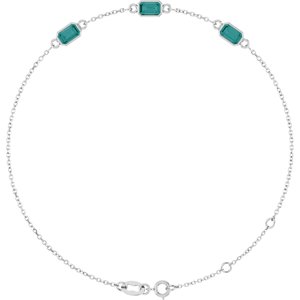 Sterling Silver Lab-Grown Alexandrite Bezel-Set 3-Stone 7 1/2" Bracelet