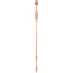 14K Rose Gold Natural Blue Zircon Bezel-Set 3-Stone 7 1/2" Bracelet – image 3