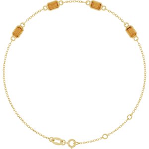 14K Yellow Gold Natural Citrine Bezel-Set 3-Stone 7 1/2" Bracelet