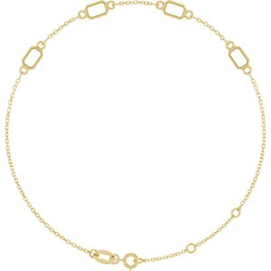 14K Yellow Gold 5x3 mm Emerald 4-Stone Bezel-Set 7 1/2" Bracelet Mounting – image 2