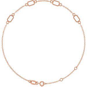 14K Rose Gold 5x3 mm Emerald 4-Stone Bezel-Set 7 1/2" Bracelet Mounting – image 2