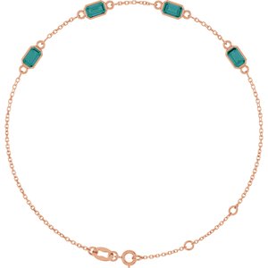 14K Rose Gold Lab-Grown Alexandrite Bezel-Set 4-Stone 7 1/2" Bracelet