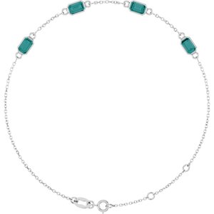 Platinum Lab-Grown Alexandrite Bezel-Set 4-Stone 7 1/2" Bracelet