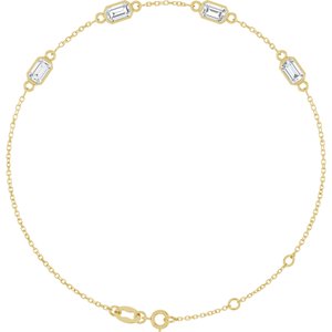 14K Yellow Gold 5x3 mm Emerald 4-Stone Bezel-Set 7 1/2" Bracelet Mounting