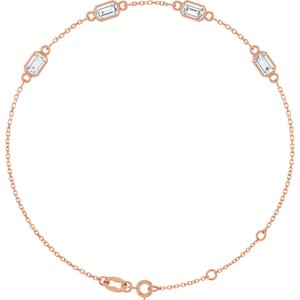 14K Rose Gold 1 3/8 CTW Lab-Grown Diamond Bezel-Set 3-Stone 7 1/2" Bracelet