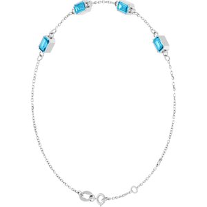 Sterling Silver Natural Aquamarine Bezel-Set 3-Stone 7 1/2" Bracelet – image 2