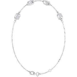 14K White Gold 1 3/8 CTW Lab-Grown Diamond Bezel-Set 3-Stone 7 1/2" Bracelet – image 2