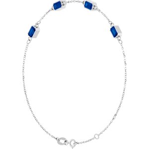 Sterling Silver Natural Blue Sapphire Bezel-Set 4-Stone 7 1/2" Bracelet – image 2