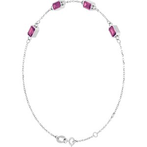 Platinum Natural Pink Tourmaline Bezel-Set 3-Stone 7 1/2" Bracelet – image 2