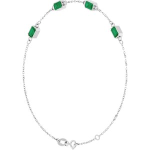 Sterling Silver Lab-Grown Emerald Bezel-Set 3-Stone 7 1/2" Bracelet – image 2