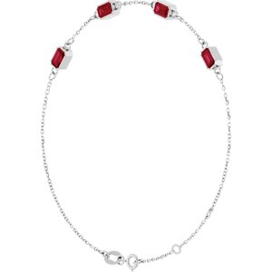 Sterling Silver Lab-Grown Ruby Bezel-Set 4-Stone 7 1/2" Bracelet – image 2